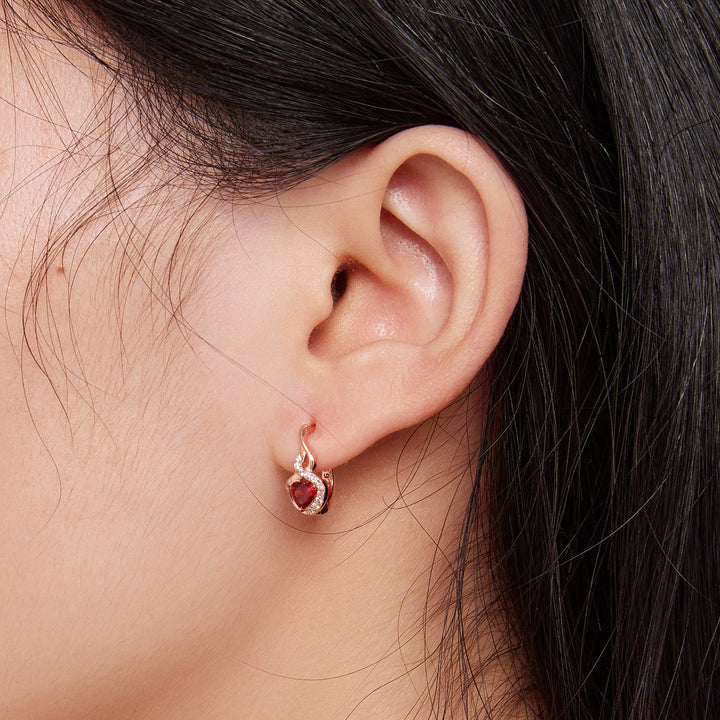 925 Sterling Silver Rose Gold Plated Earrings with CZ in Pavé Setting