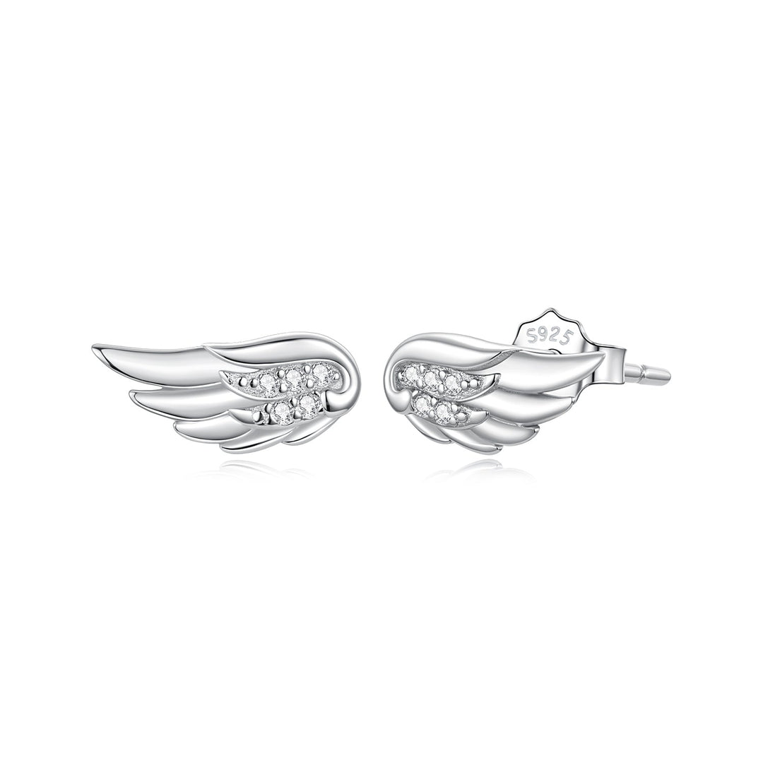 925 Sterling Silver White Gold Plated CZ Pavé Set 0.4x0.9 cm Earrings for Women