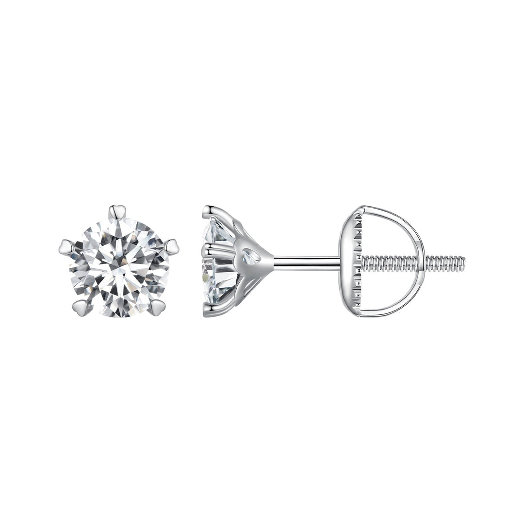 925 Sterling Silver Moissanite 0.50 Carat Earrings 6.0mm for Women