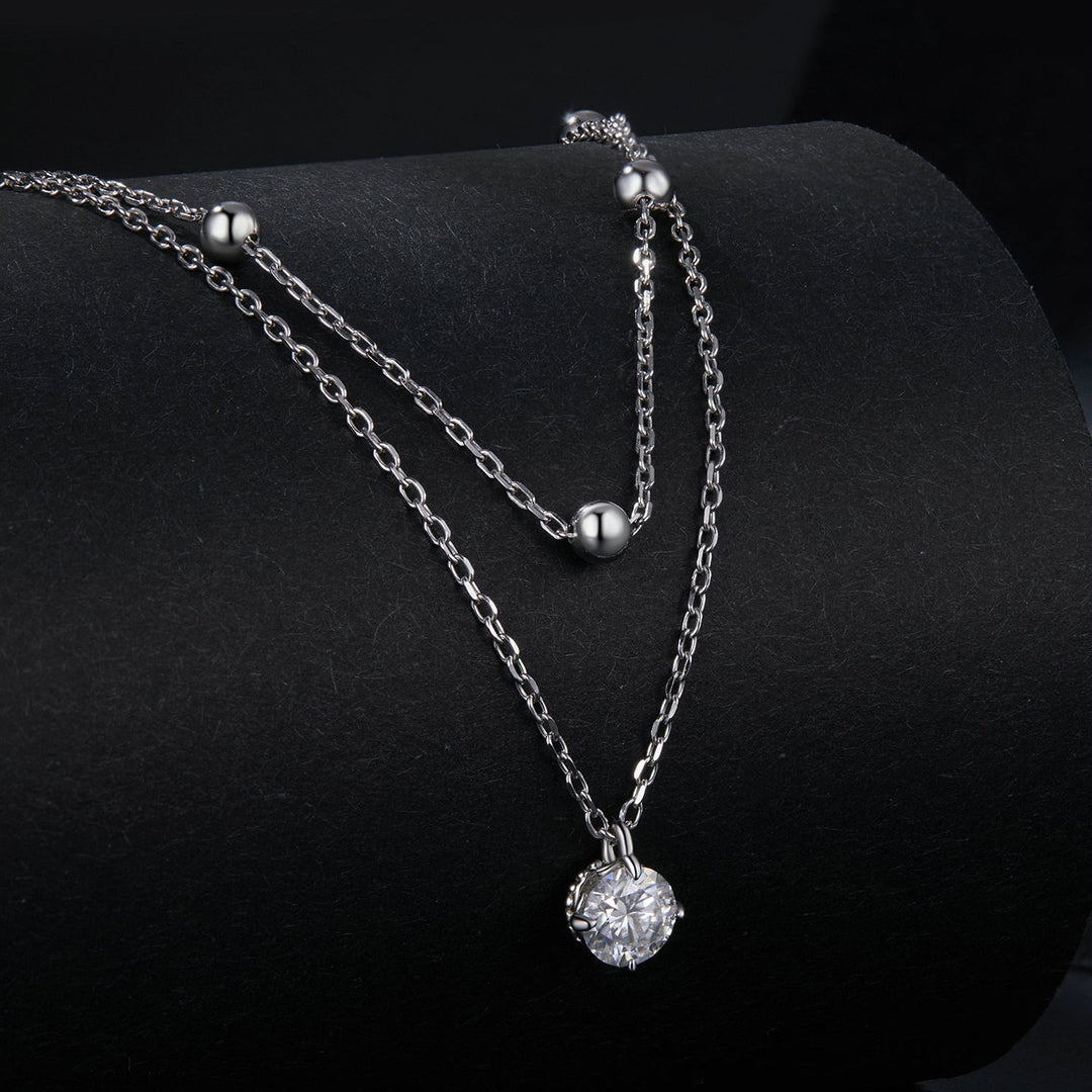925 Sterling Silver Plated Platinum 5.0mm Moissanite Necklace for Women