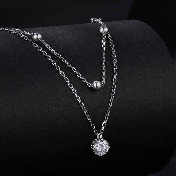 925 Sterling Silver Plated Platinum 5.0mm Moissanite Necklace for Women