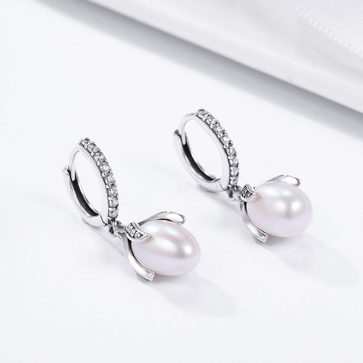 925 Sterling Silver Oxidized Silver Freshwater Pearl Earrings