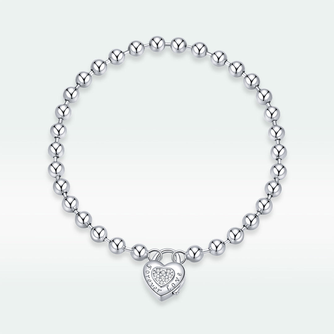 925 Sterling Silver Bracelet with Pavé Setting CZ and Platinum Plating, 17cm for Women