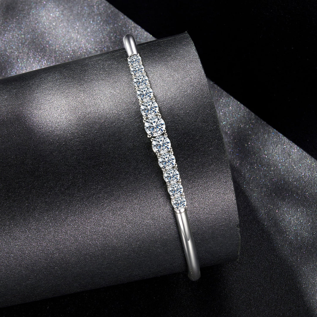 925 Sterling Silver &amp; Moissanite White Gold Plated Bracelet with 0.5cm Moissanite for Women