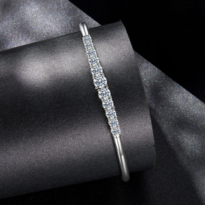 925 Sterling Silver &amp; Moissanite White Gold Plated Bracelet with 0.5cm Moissanite for Women