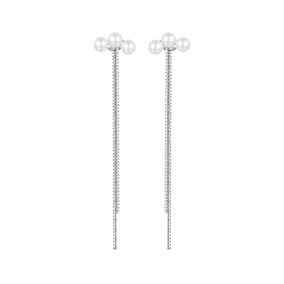 925 Sterling Silver White Gold Plated Shell Pearl Earrings