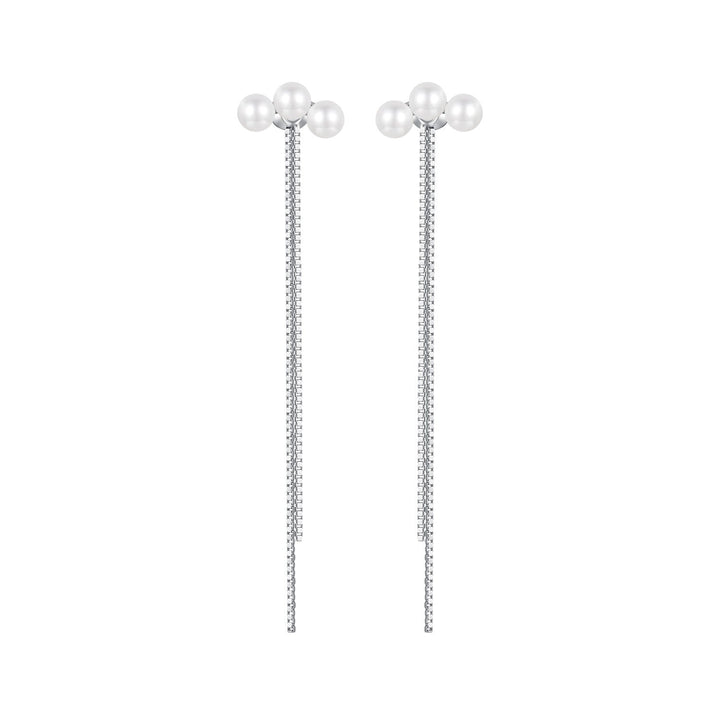 925 Sterling Silver White Gold Plated Shell Pearl Earrings