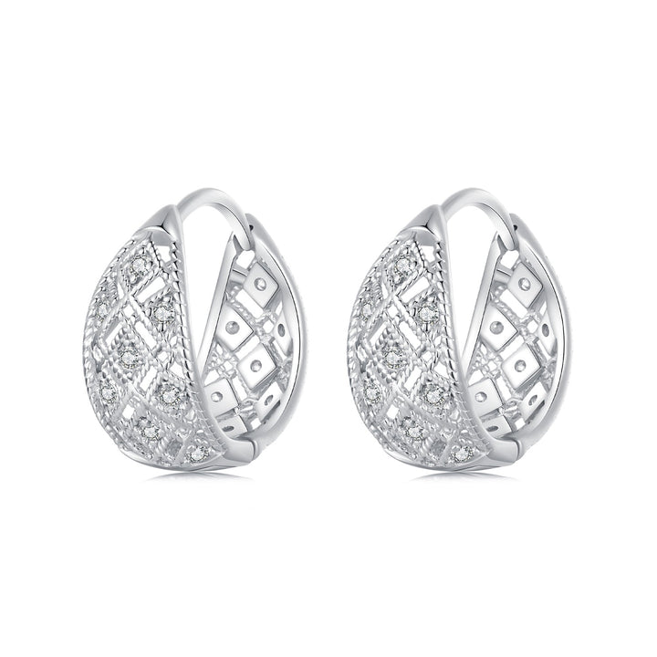 925 Sterling Silver White Gold Plated Pave Setting CZ Earrings 13*6mm for Women
