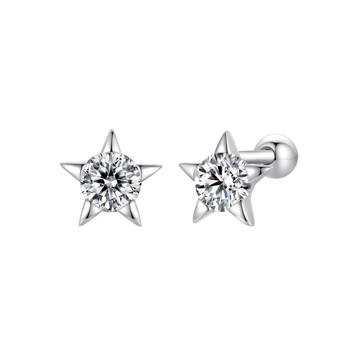 925 Sterling Silver Earrings with Pavé Setting CZ in White Gold