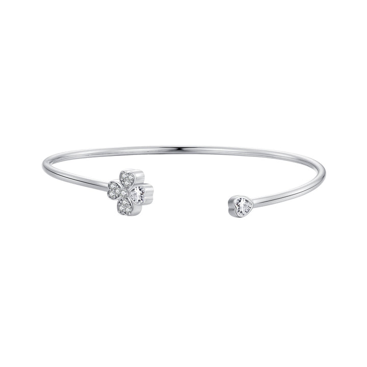 925 Sterling Silver Bracelet with Pavé Setting CZ, Inner Diameter 550mm, 2.0mm Wide, Unisex