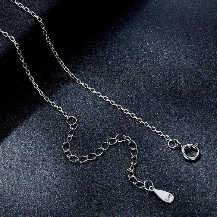 925 Sterling Silver Moissanite Pendant Necklace for Women, 39+5cm, Platinum Plated