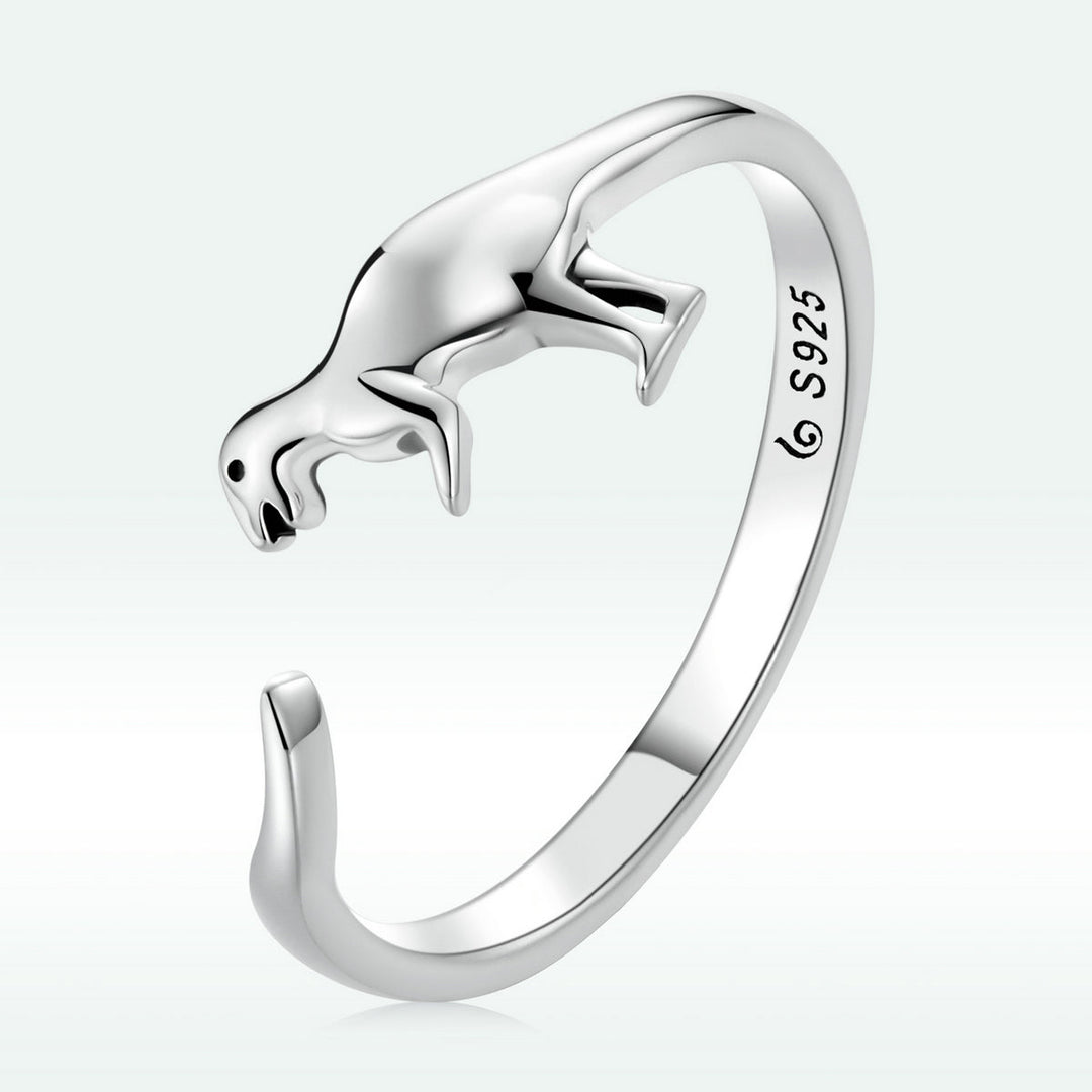S925 Oxidized Silver Dinosaur Ring for Women