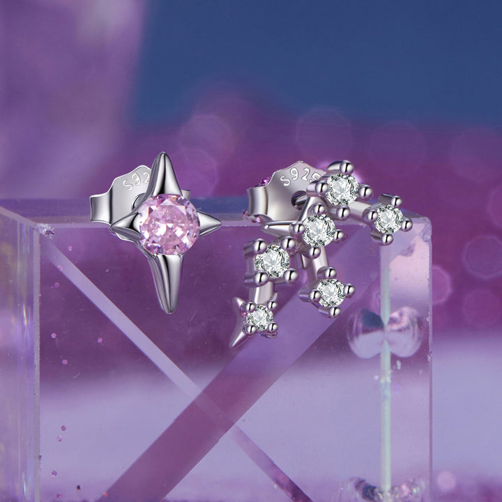 925 Sterling Silver White Gold Plated Star &amp; Constellation Earrings for Women