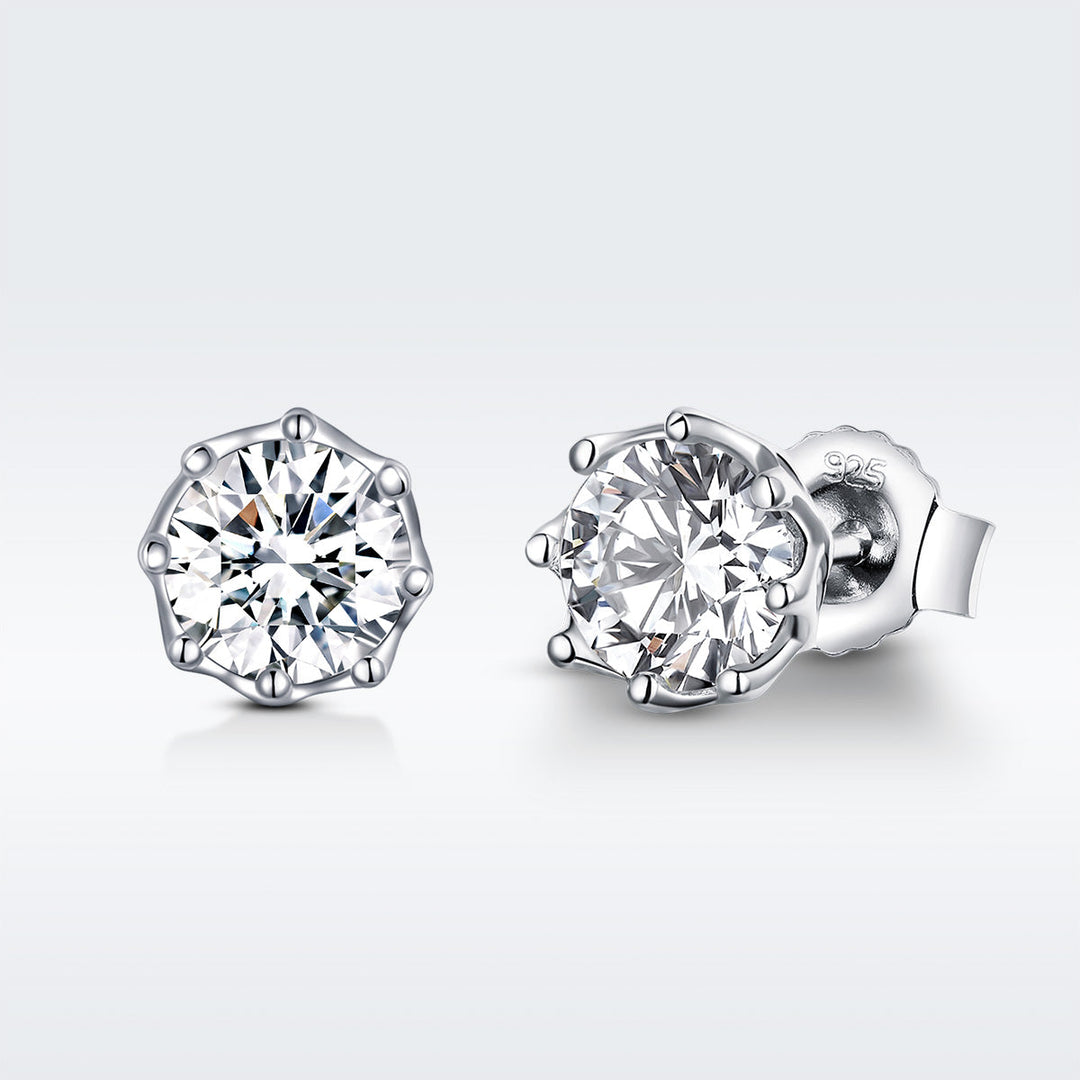 925 Sterling Silver Plated Platinum 0.6cm CZ Earrings