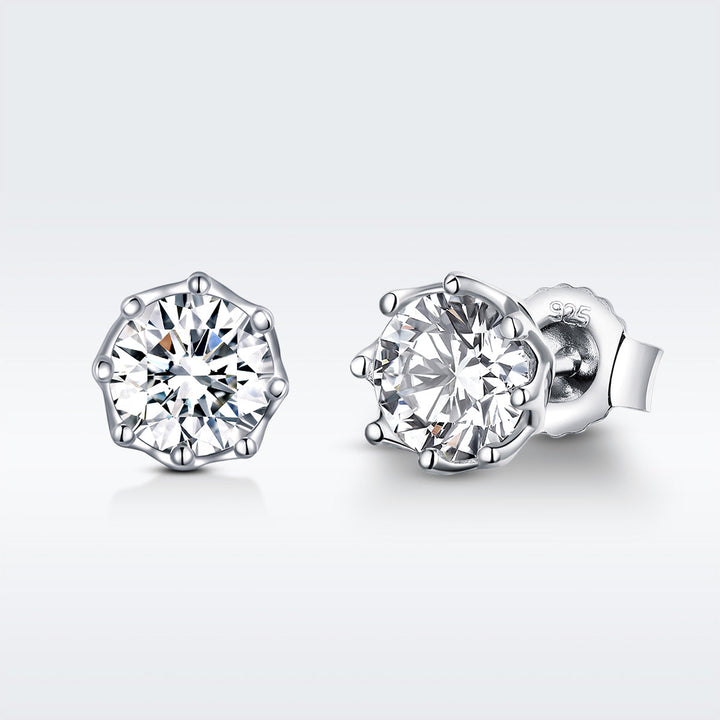 925 Sterling Silver Plated Platinum 0.6cm CZ Earrings