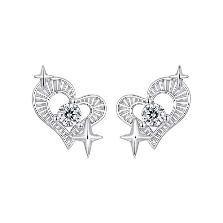 925 Sterling Silver Earrings with Pavé Setting CZ in White Gold