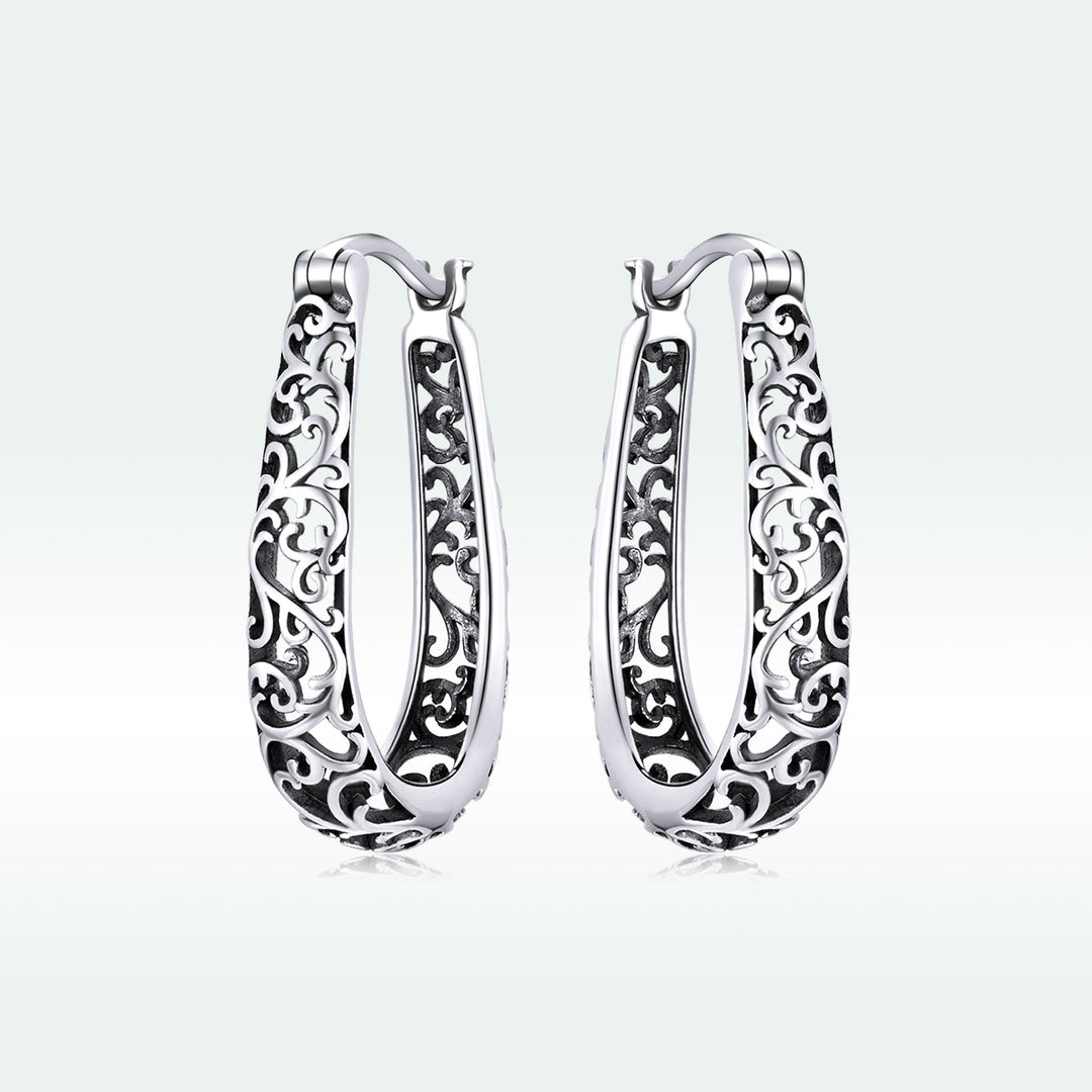 925 Sterling Silver Earrings 2.3*0.4cm Oxidized Silver for Women