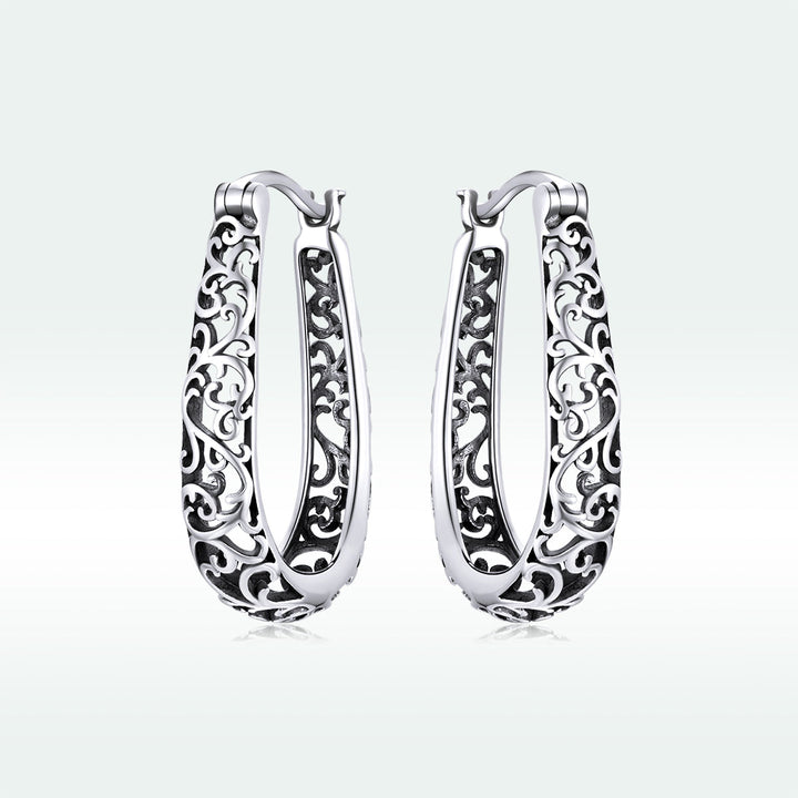 925 Sterling Silver Earrings 2.3*0.4cm Oxidized Silver for Women