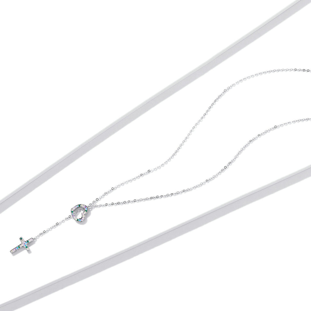 925 Sterling Silver Plated Necklace with Adjustable Length 42.5cm and CZ for Women