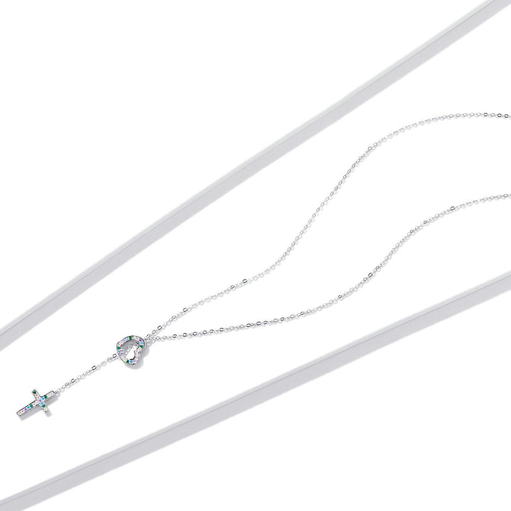 925 Sterling Silver Plated Necklace with Adjustable Length 42.5cm and CZ for Women