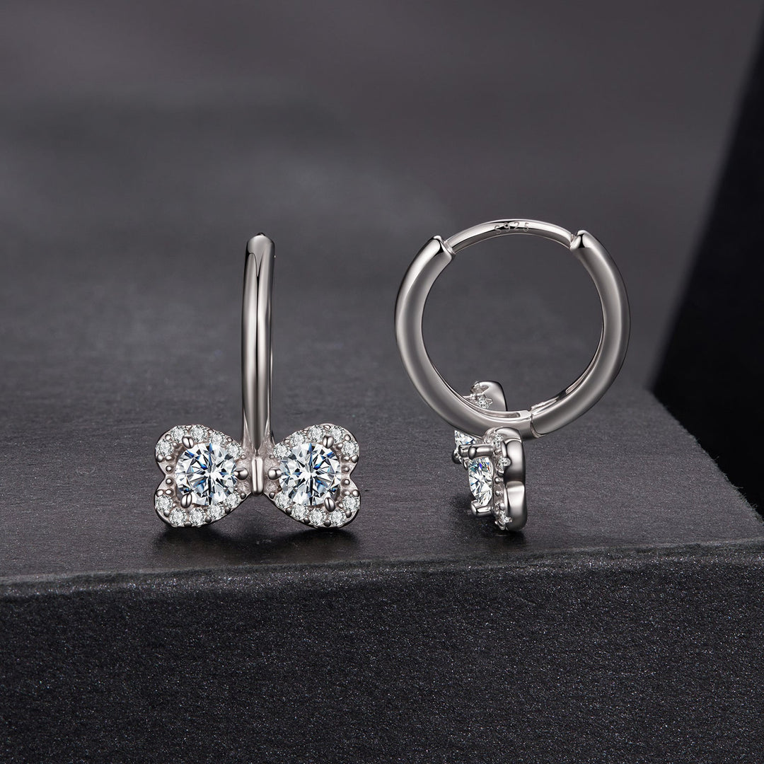 925 Sterling Silver Moissanite 0.20 Carat Earrings Plated White Gold for Women