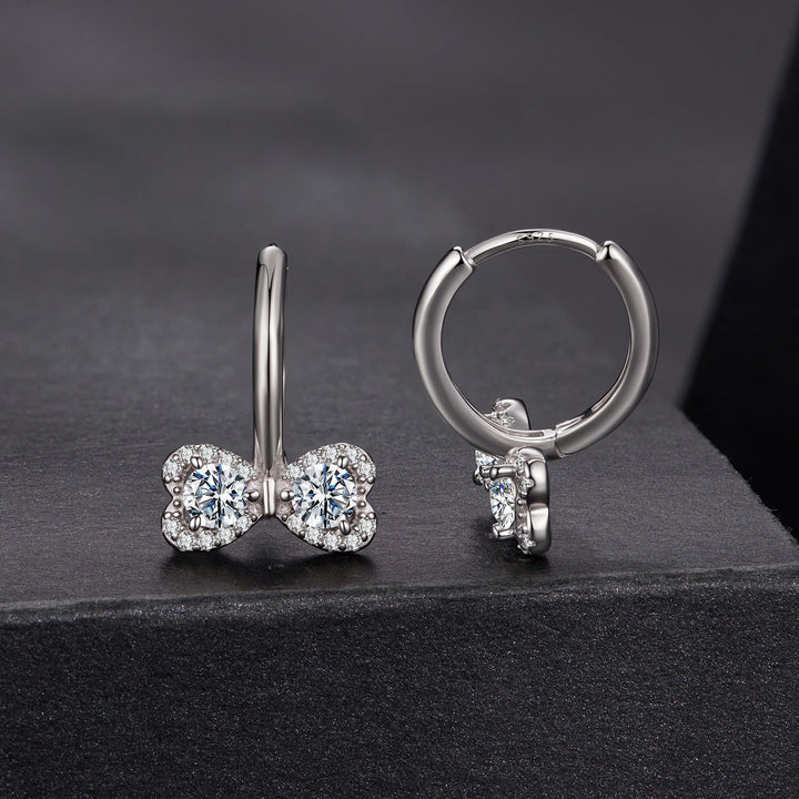 925 Sterling Silver Moissanite 0.20 Carat Earrings Plated White Gold for Women
