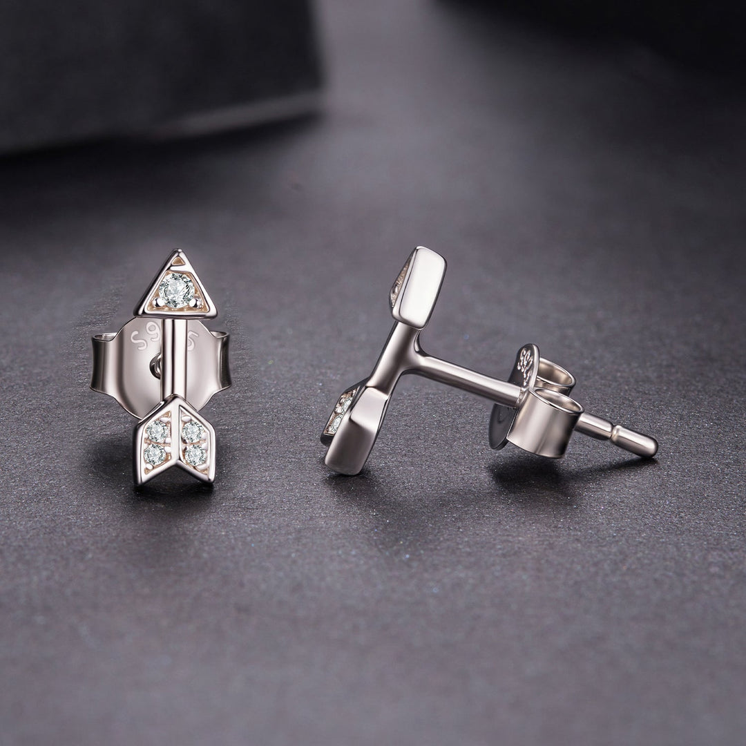 925 Sterling Silver 0.08ct and 0.12ct Moissanite Earrings in White Gold for Women