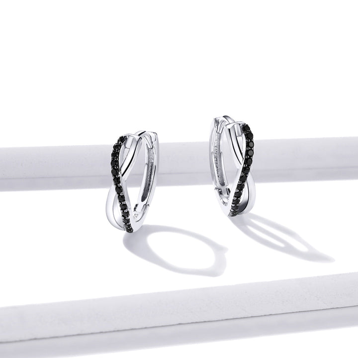 925 Sterling Silver Earrings 1.3*0.4cm with Pavé Setting CZ for Women