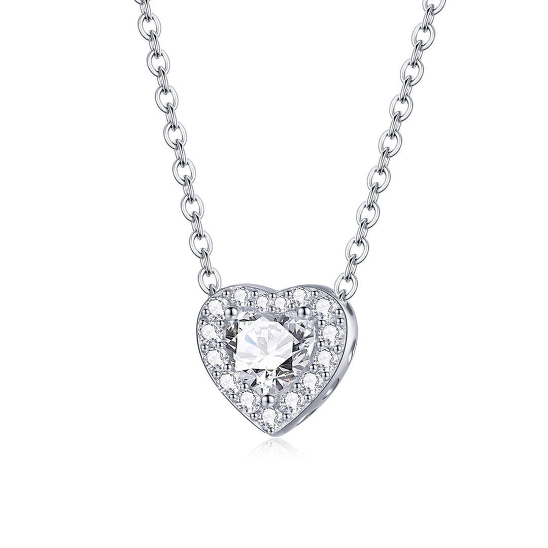 925 Sterling Silver Adjustable Cubic Zirconia Pendant Necklace for Women