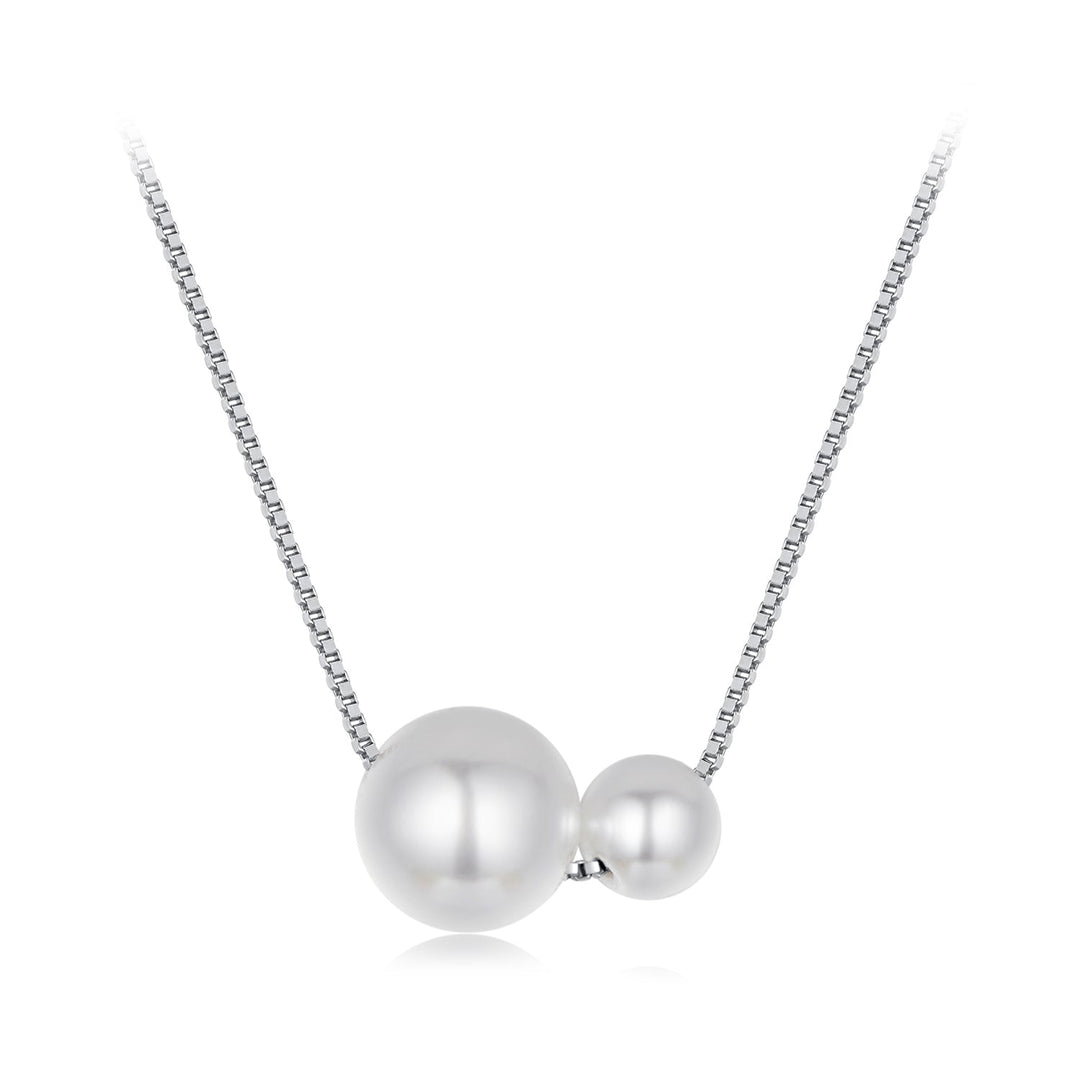 925 Sterling Silver &amp; White Gold Plated Adjustable Pearl Necklace for Women