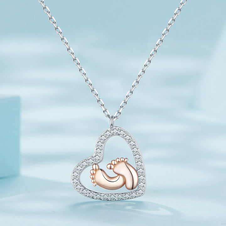925 Sterling Silver Necklace with CZ in Rose Gold and Platinum Finish, 400mm Chain Length for Women