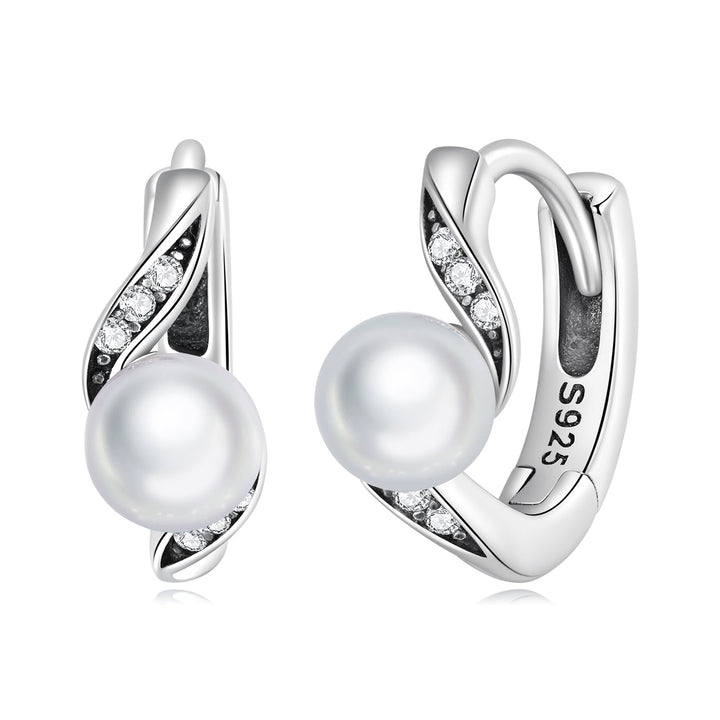 925 Sterling Silver Earrings with Quality Shell Pearl and Oxidized Silver for Women