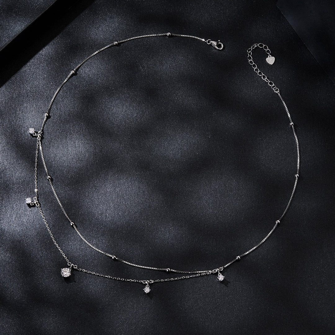 925 Sterling Silver Plated White Gold Moissanite Necklace 400+50mm for Women