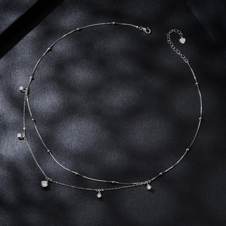 925 Sterling Silver Plated White Gold Moissanite Necklace 400+50mm for Women