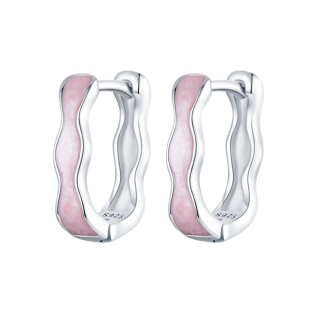 925 Sterling Silver Earrings with Enamel in White Gold Finish - 13*3mm for Women
