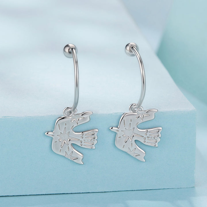 925 Sterling Silver Earrings with Pavé Setting CZ and White Gold Plating for Women