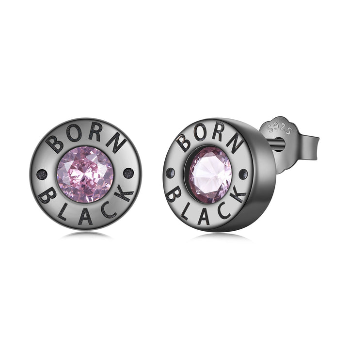 925 Sterling Silver Earrings with Black Gold Plating and CZ