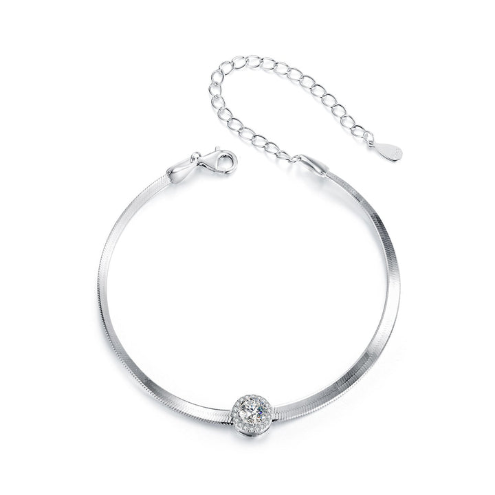 925 Sterling Silver 5.0mm Moissanite Bracelet with White Gold Plating for Women