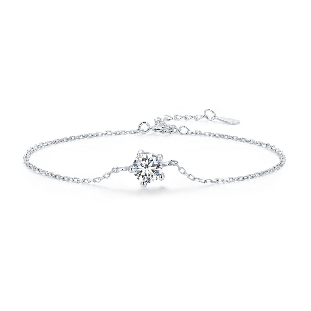 S925 Sterling Silver Moissanite Bracelet 15+3cm for Women