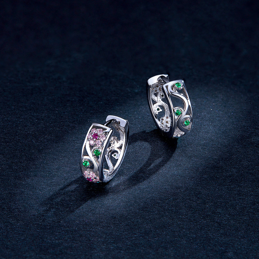 925 Sterling Silver Earrings with Pavé Setting CZ, 1.2*0.5cm, for Women