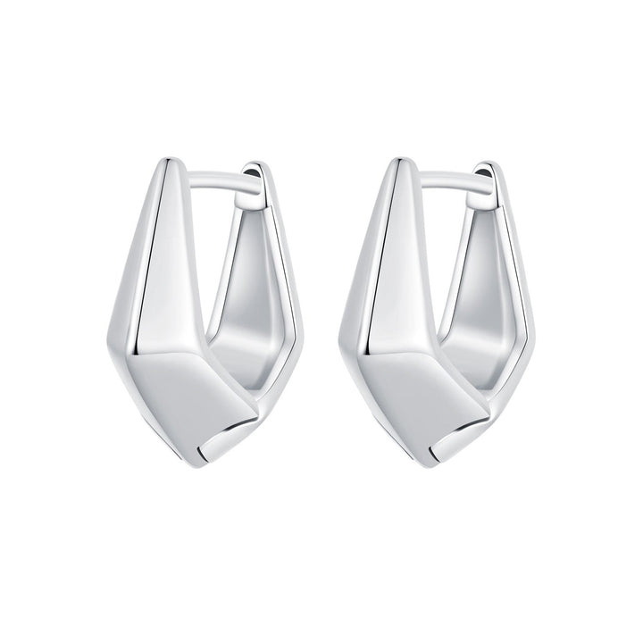 925 Sterling Silver White Gold Plated Earrings 14x6.5mm for Women