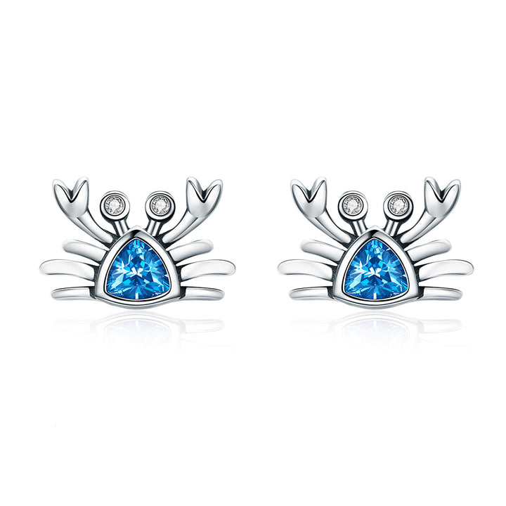 925 Sterling Silver Oxidized CZ Earrings 0.7cm x 1cm for Women