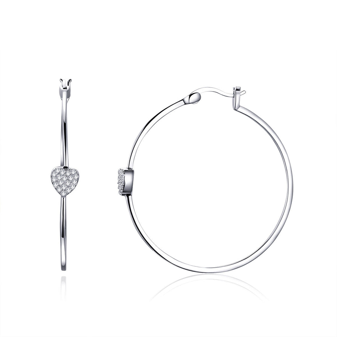 925 Sterling Silver Earrings with CZ, Size 3.8*0.6cm, Women&