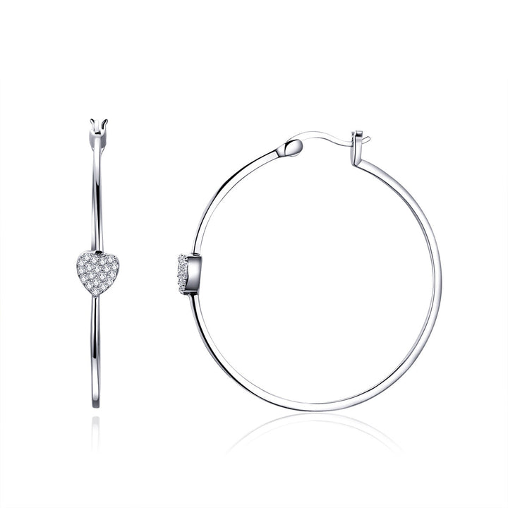 925 Sterling Silver Earrings with CZ, Size 3.8*0.6cm, Women&