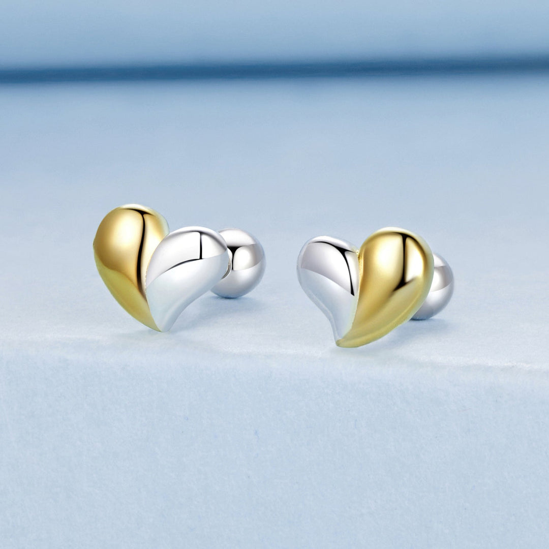 925 Sterling Silver &amp; Plated Gold Earrings for Women - 0.5*0.6cm