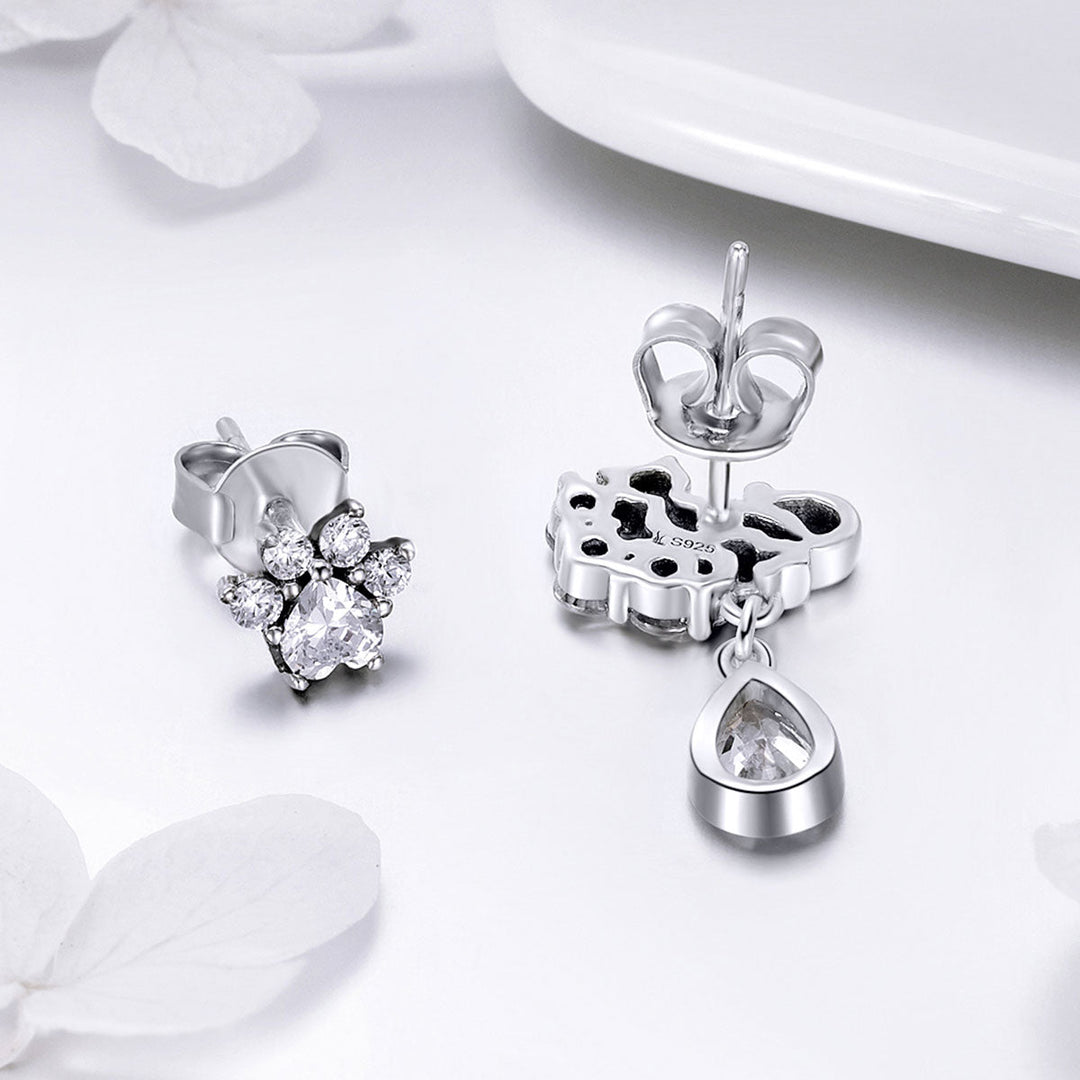 S925 Sterling Silver Earrings with Oxidized Finish and Pavé Setting CZ