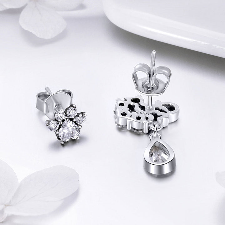 S925 Sterling Silver Earrings with Oxidized Finish and Pavé Setting CZ