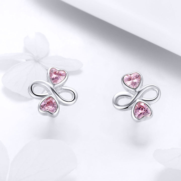 925 Sterling Silver Platinum Plated Pavé Setting CZ Earrings