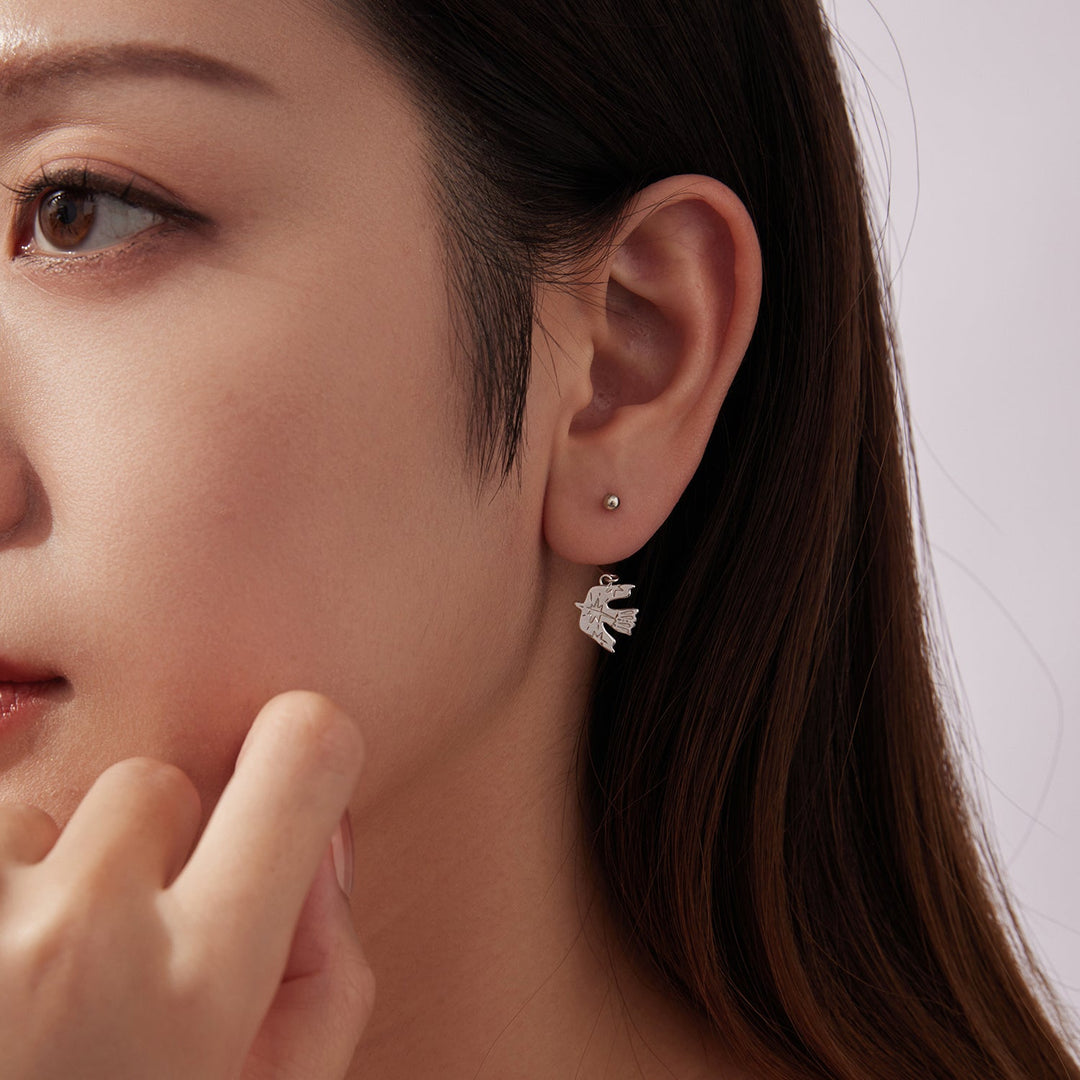 925 Sterling Silver Earrings with Pavé Setting CZ and White Gold Plating for Women