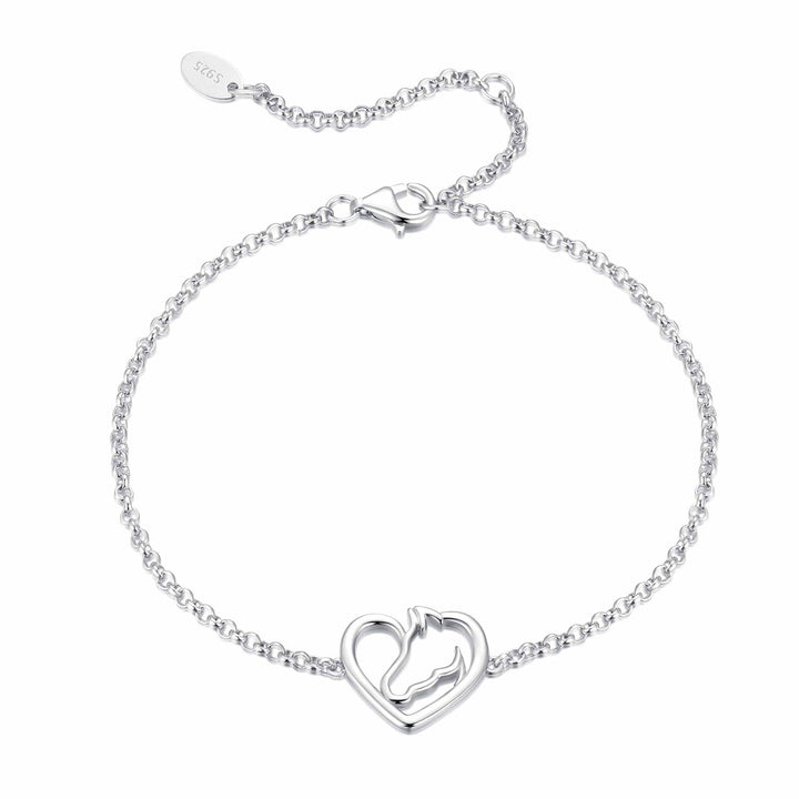 925 Sterling Silver Plated White Gold Bracelet 21cm for Women